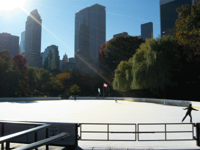 Kunstijsbaan in het Central Park