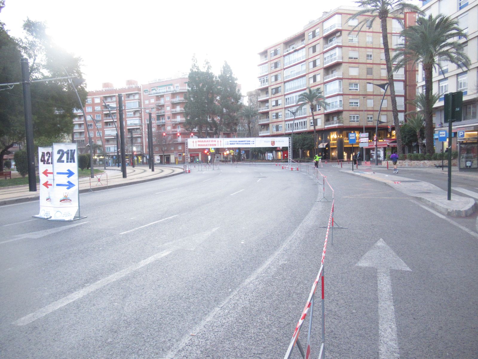 20 KM punt tijdens de marathon van Murcia